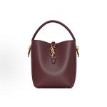 SAINT LAURENT LE 37 Metal Logo Adjustable Detachable shoulder strap bucket Bag Single-shoulder handbag Small women\'s Cabernet Sauvignon red